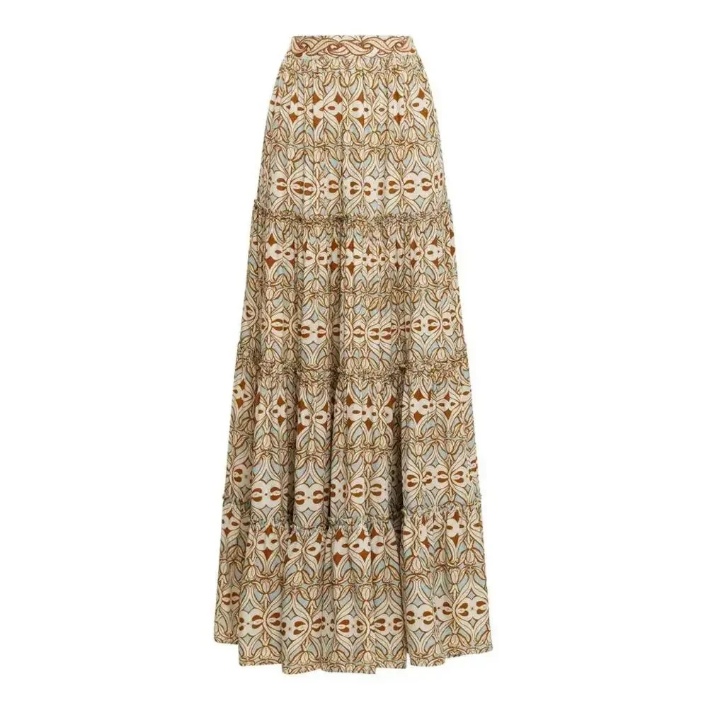 Agua by Agua Bendita NWT Calados Skirt Crop Top Set Large Macadamia Acara - Picture 5 of 16